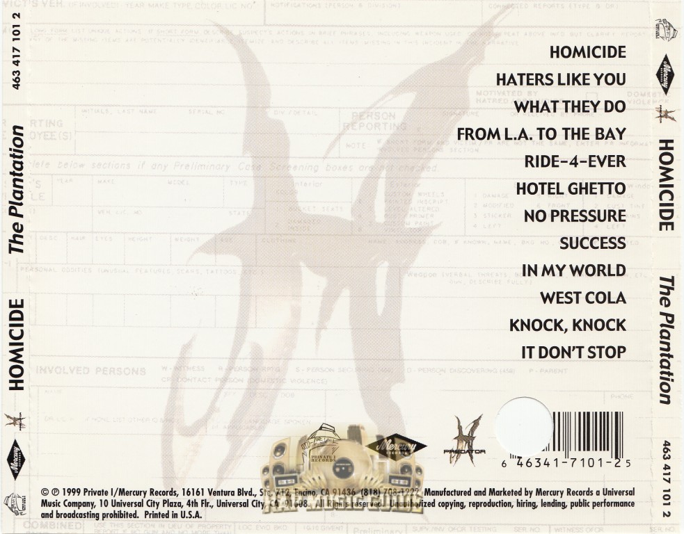 Homicide - The Plantation: CD | Rap Music Guide